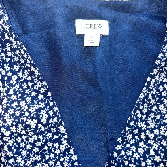 J Crew Factory V-Neck Puff Sleeve Blouse in Antique Navy - Picture 6 of 8